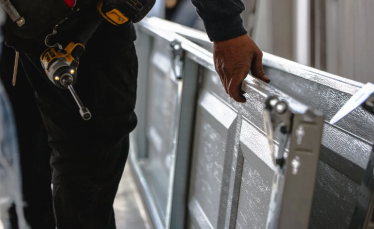 garage door panels being replaced