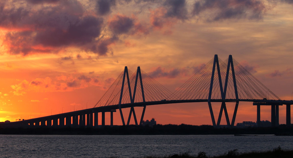 bridge over a lake in Baytown, Texas