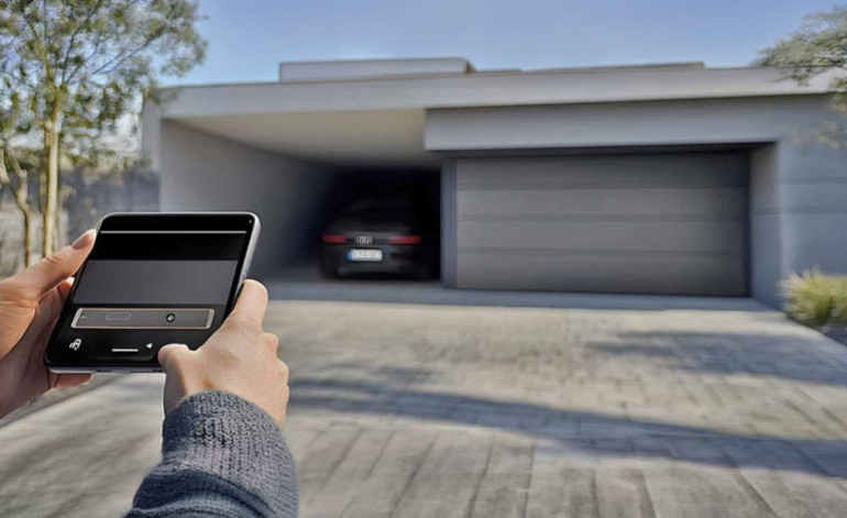 tablet user with an app for monitoring their garage door