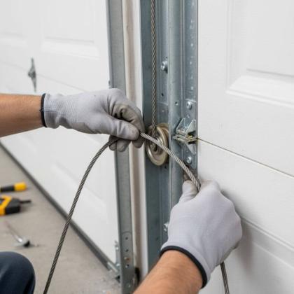 garage door cable being replaced
