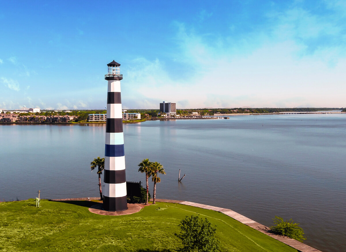 striped lighthouse in Clear Lake, Texas