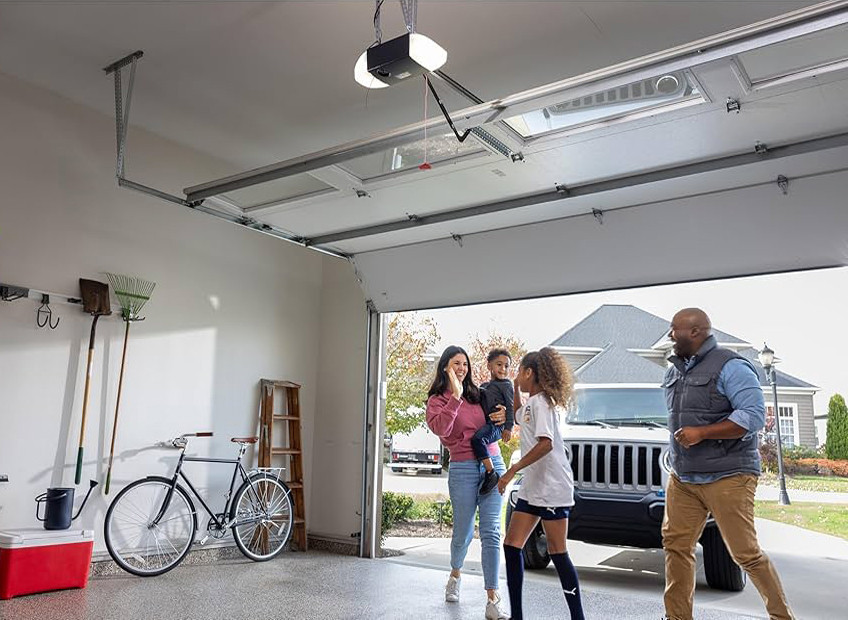 multicultural family in their garage