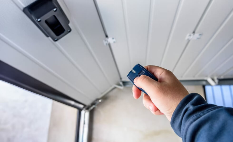 opening a garage door with a remote