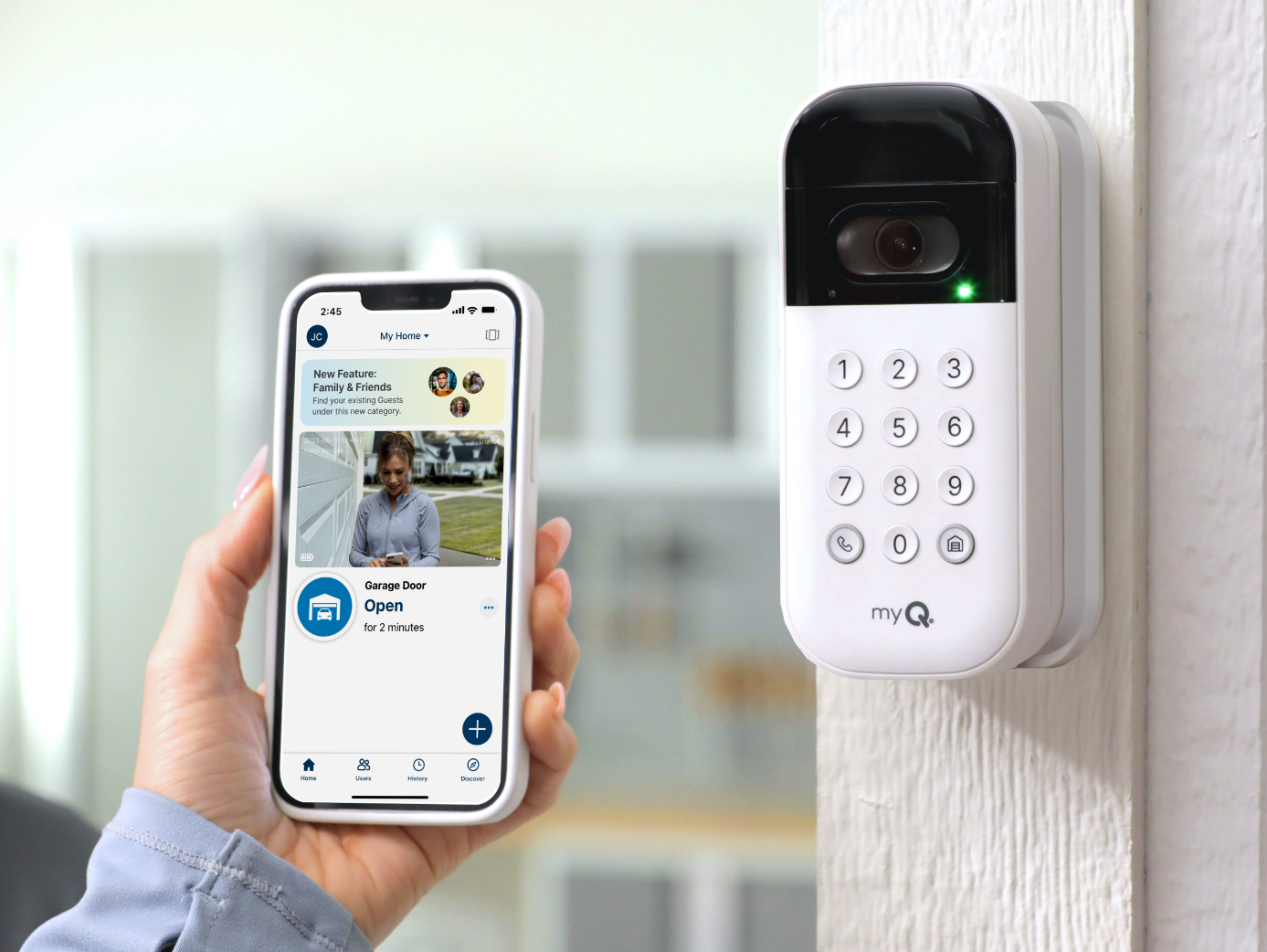 garage door smartphone app paired with keypad