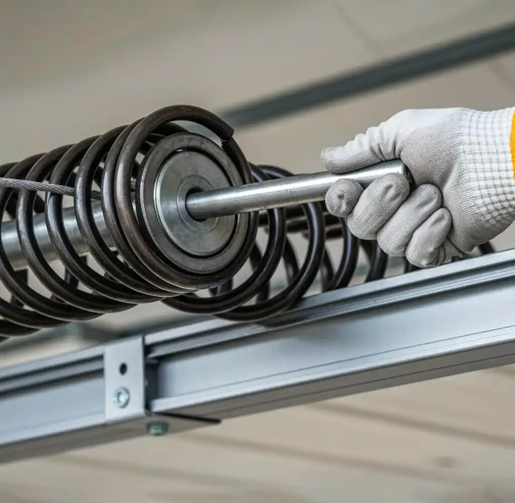 garage door springs being repaired